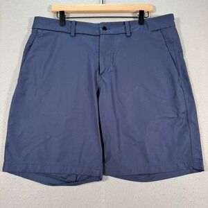 Lululemon Commission Shorts Mens 38 Blue Flat Front Chino Golf Casual Stretch